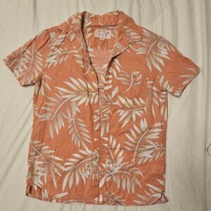 American Eagle Men’s Hawaiian Resort Shirt – XS – Peach Tropical Print